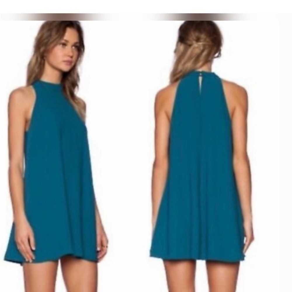 Lovers + Friends Teal Halter Swing Dress With Pockets
